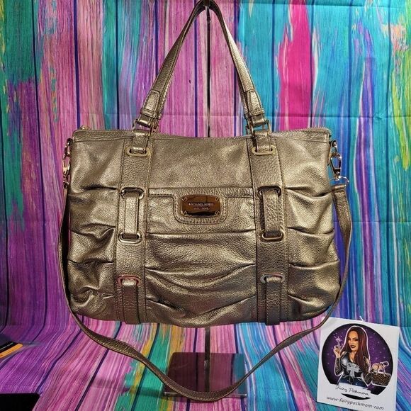 Michael Kors Handbags - Michael Kors Rouched Gansevoort Bronze and Gold Tote or Large Hand Bag